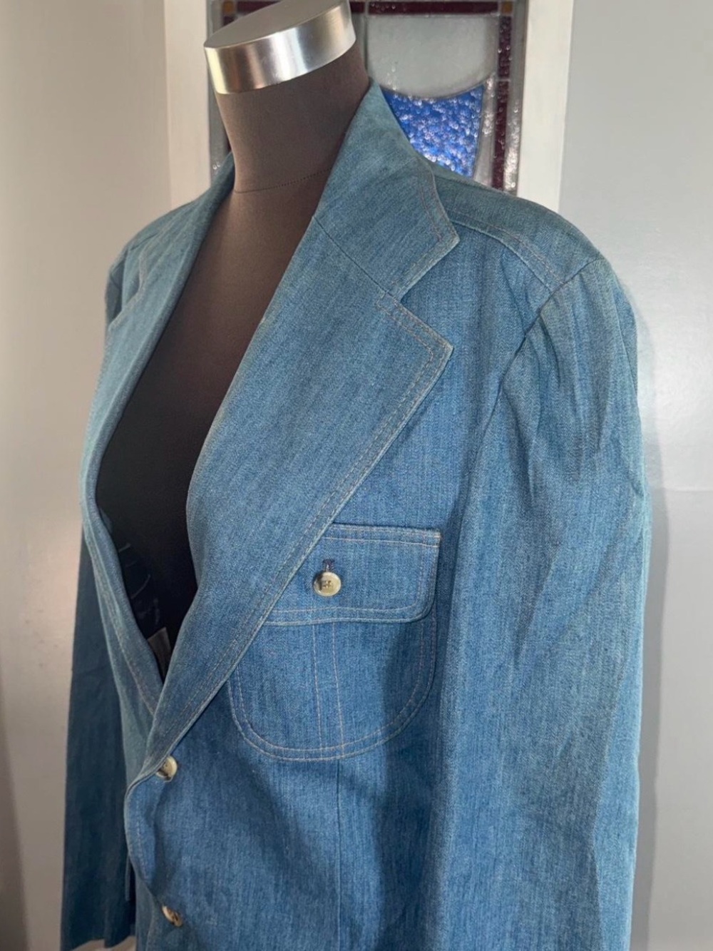 Vintage 70s Levi's Panatela Denim Blazer Jacket 40L Retro Sport Coat - Picture 3 of 8